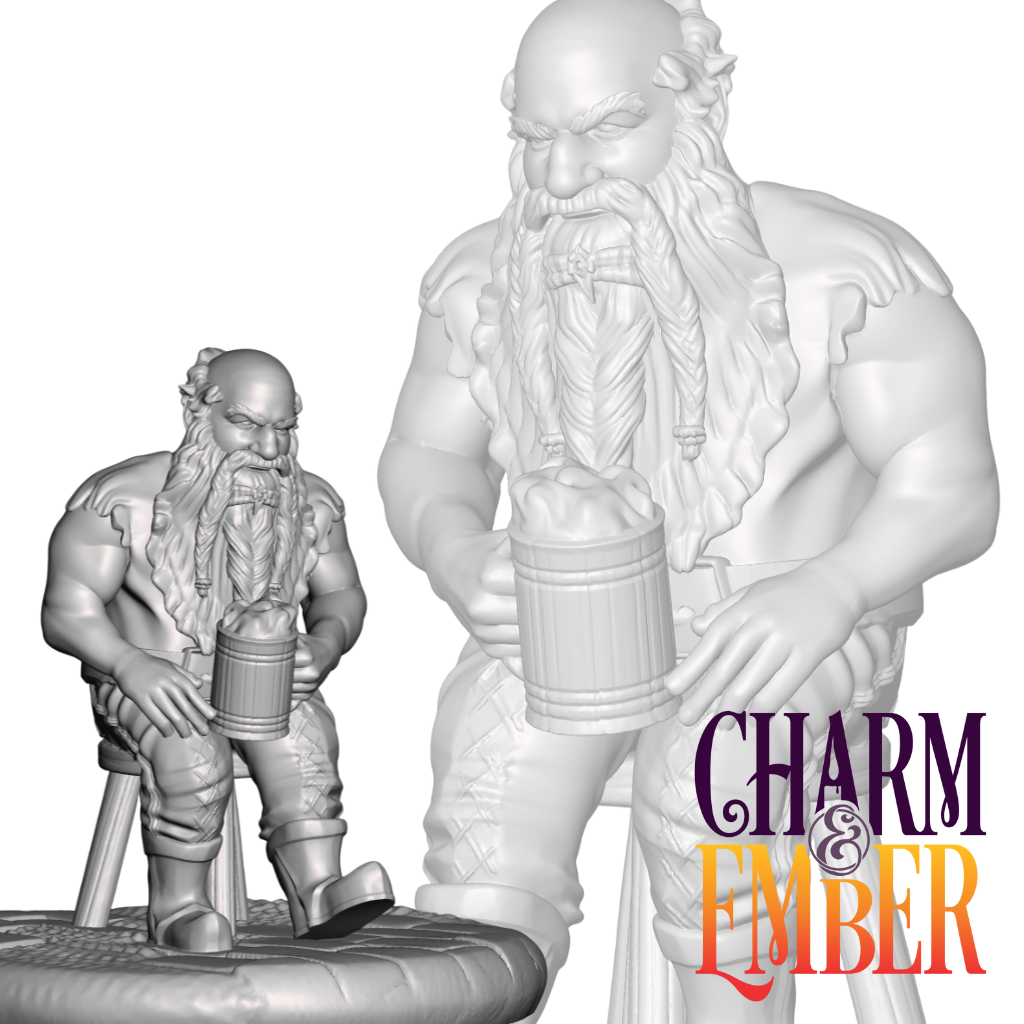 Dwarf tavern-goer with ale stein