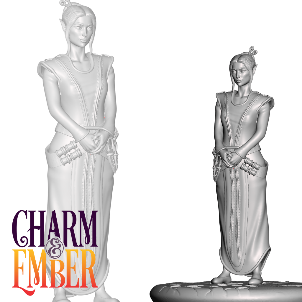 Elven seamstress miniature with tools and vials
