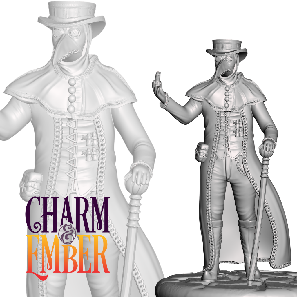 Sinister-looking plague doctor holding a vial