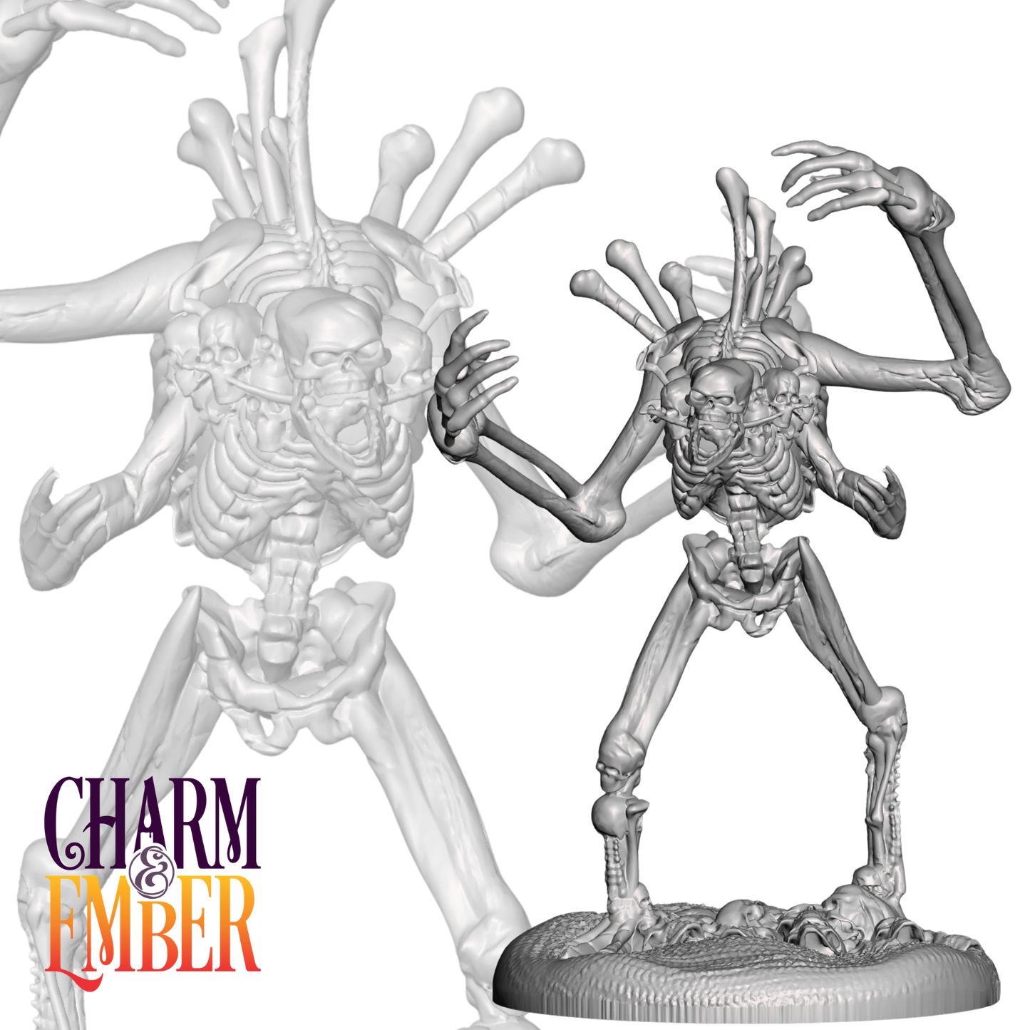 An unholy fusion of skulls, spines, and limbs—screaming souls bound in cursed bone