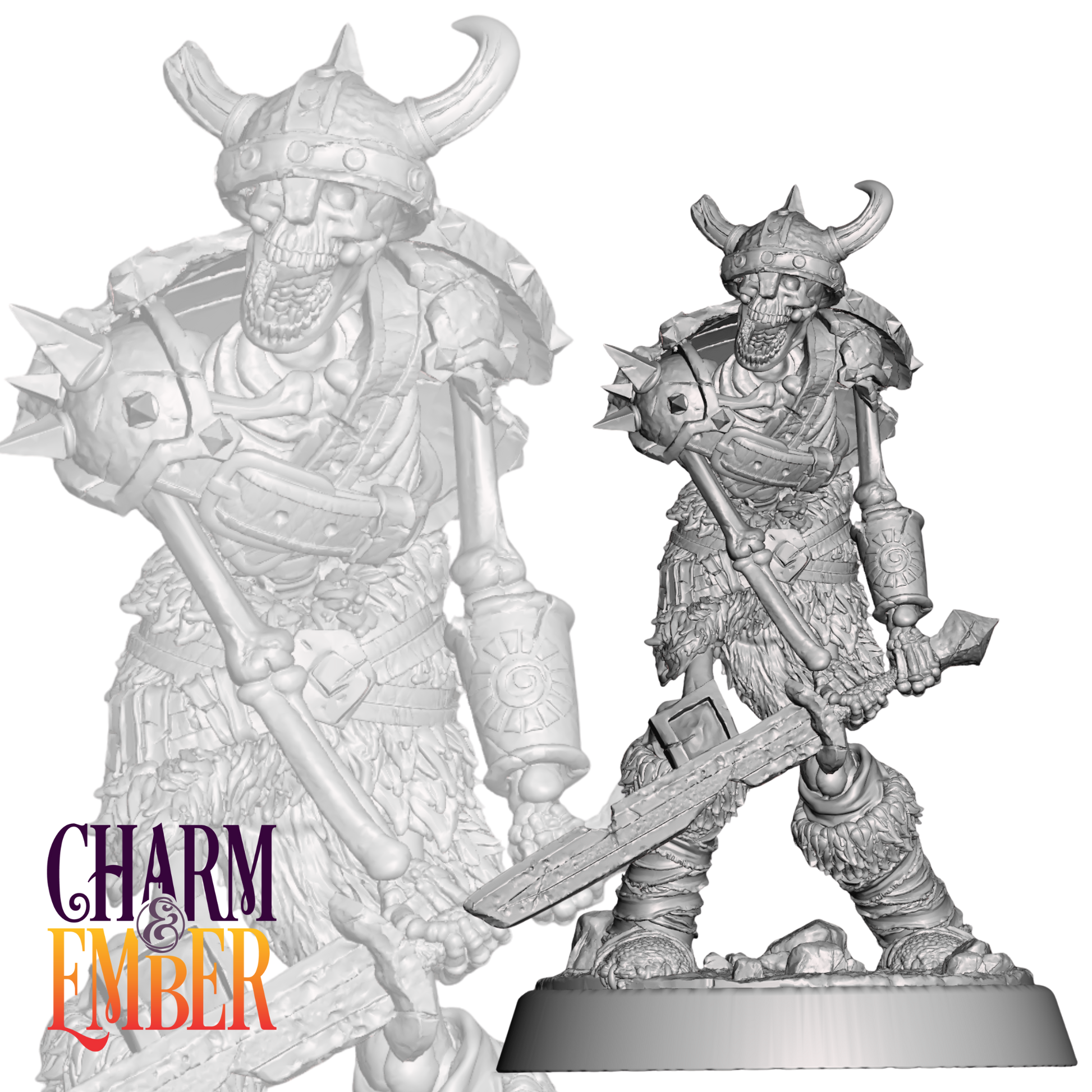 Undead berserker mini ideal for elite encounter setups, tomb guardians, or cursed warbands