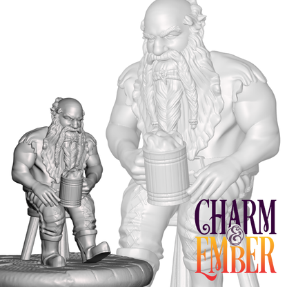 Dwarf tavern-goer with ale stein