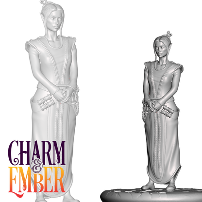 Elven seamstress miniature with tools and vials