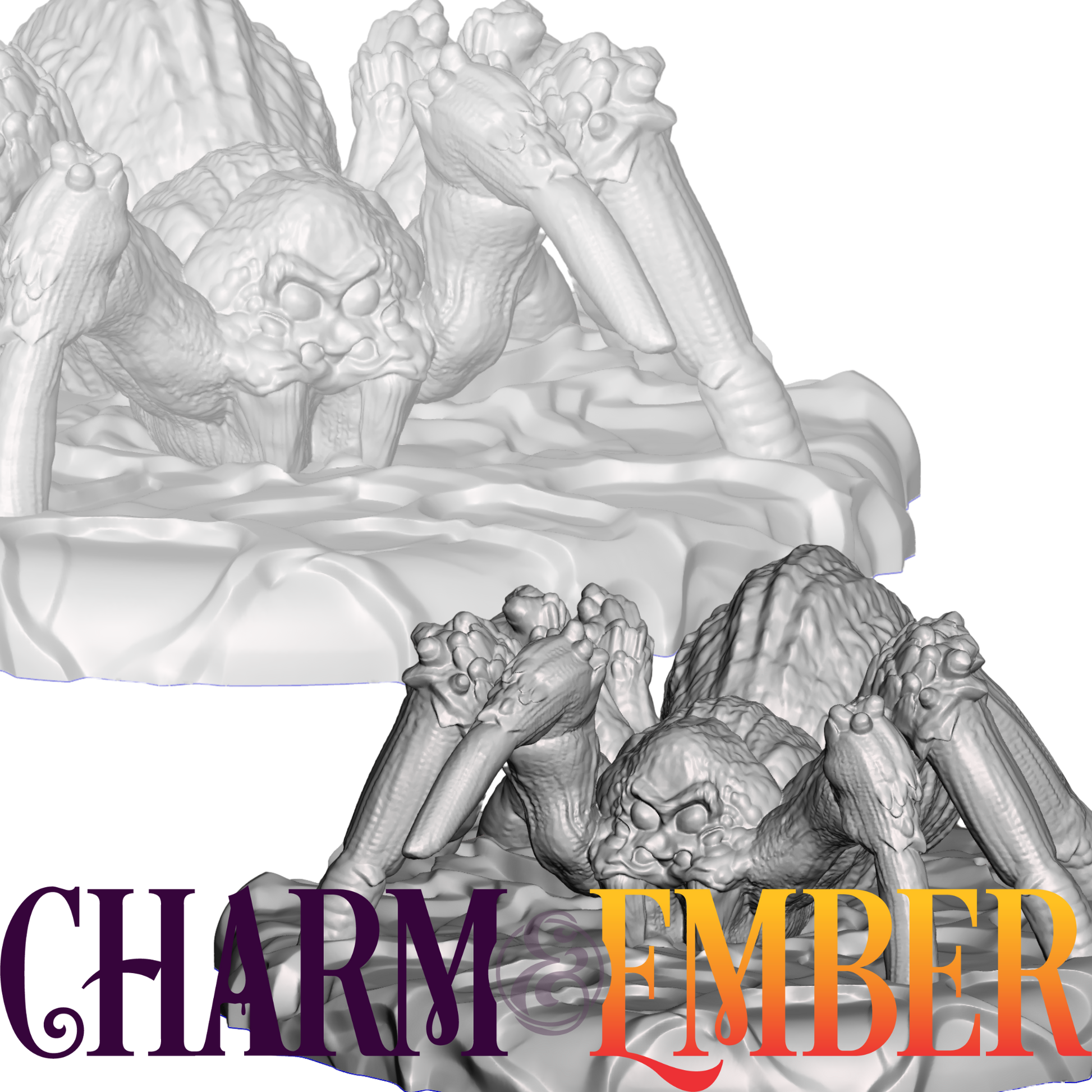 A monstrous spider rears up from the shadows, its fangs dripping venom — ideal for webbed ambushes and dark lair battles