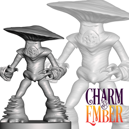 Underdark myconid warrior mini with layered limbs and creepy vibes