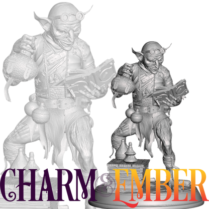 Goblin potion-maker NPC, great for chaotic shops, enemy casters, or wild magical labs