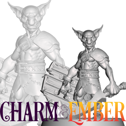 Goblin barbarian or brute, ideal for miniboss encounters or front-line tank units