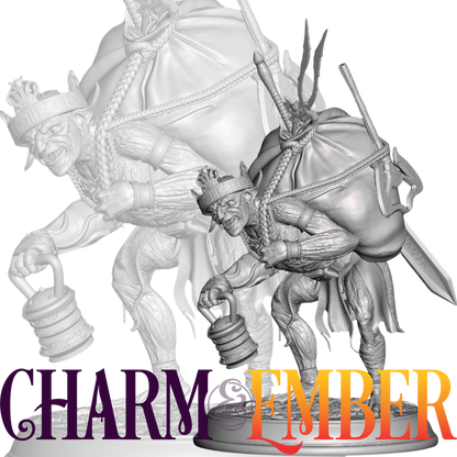 Goblin who definitely didn’t read the encumbrance rules — now he’s the pack animal