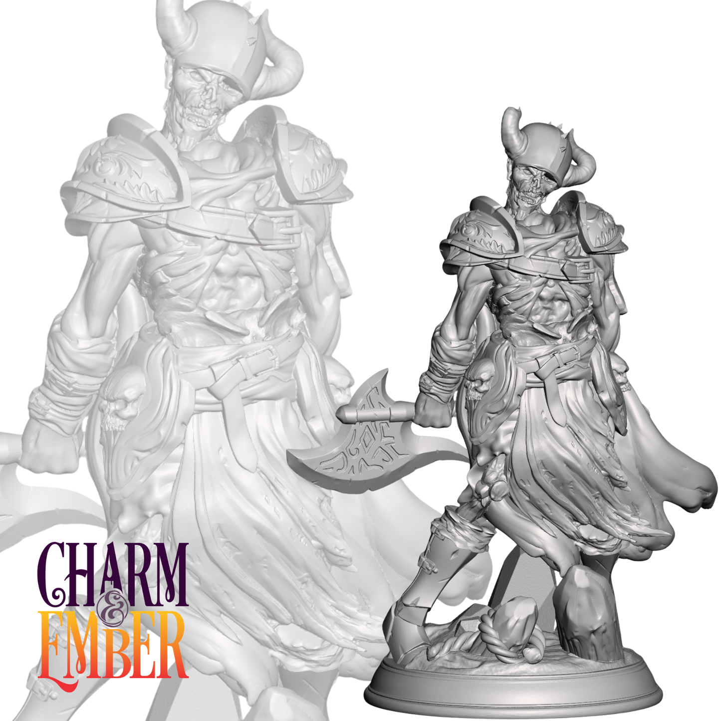 Skeletal warrior, once a pit fighter, now cursed to battle forever, his rage echoing beyond the grave