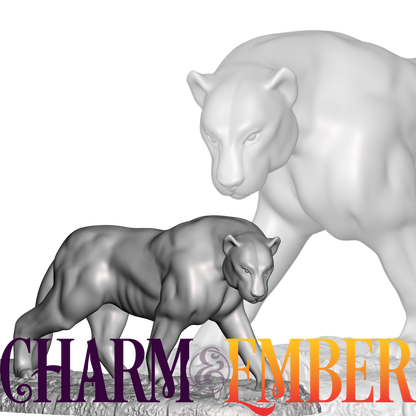 Sleek panther miniature crouched and ready to strike — ideal for jungle encounters or druid summons