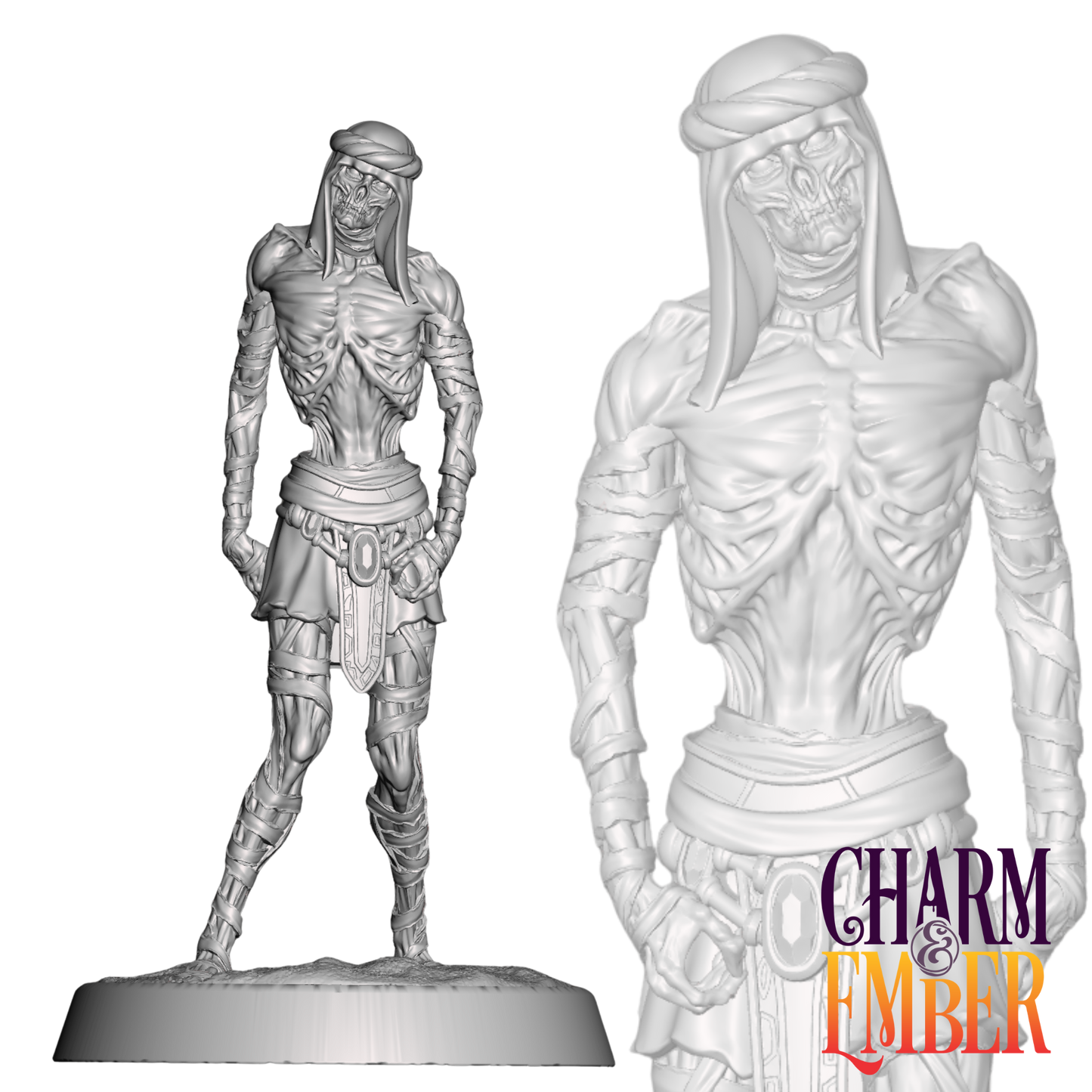Undead mini with desert robes—great for cursed guardians, mummy acolytes, or ancient sentries