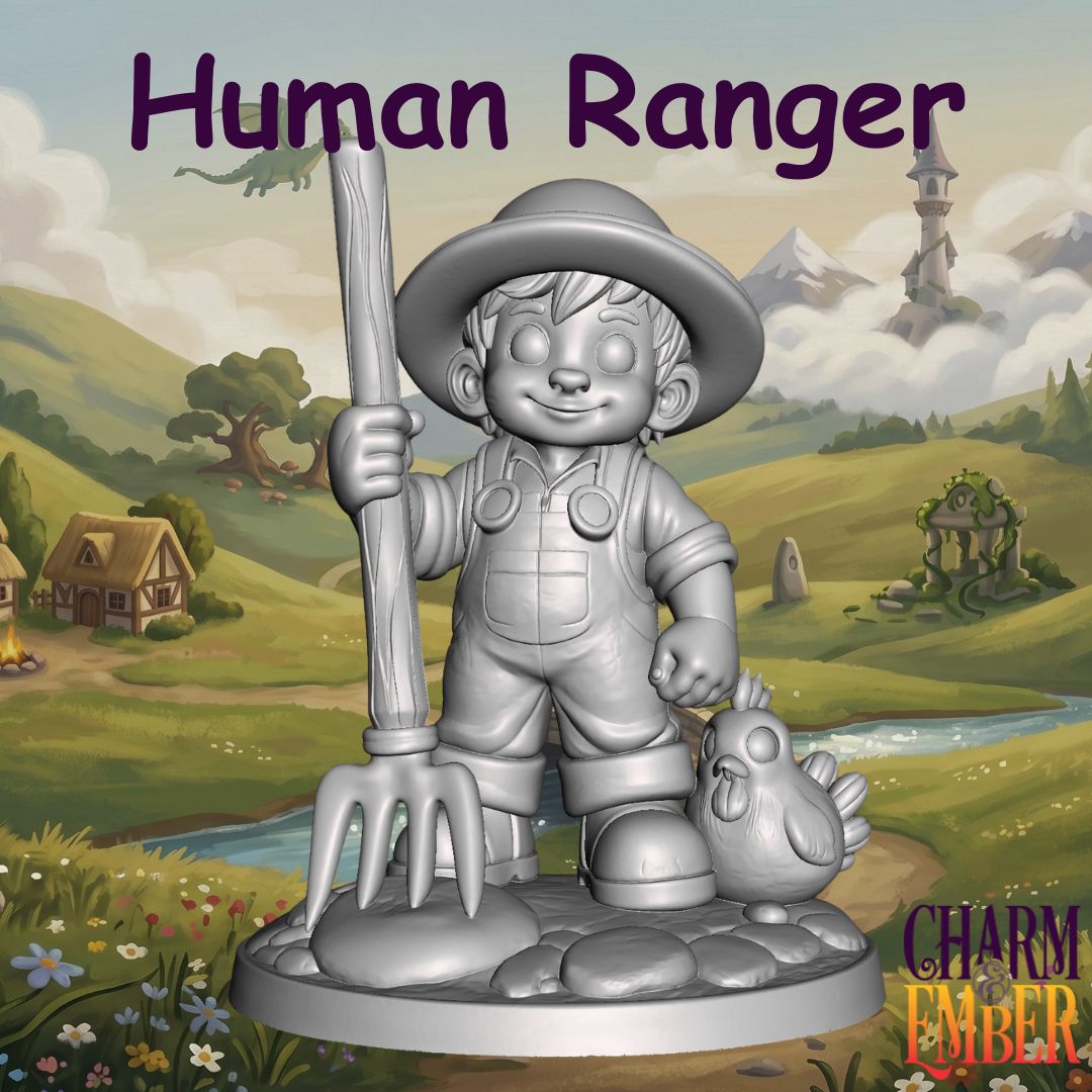 Farmer ranger with pitchfork and chicken from the Young Adventurers Hero Pack 1