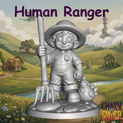 Farmer ranger with pitchfork and chicken from the Young Adventurers Hero Pack 1