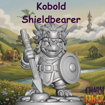 Kobold shieldbearer wearing a dragon helmet from the Young Adventurers Hero Pack 1