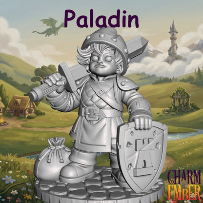 Young paladin carrying a sword and castle shield from the Young Adventurers Hero Pack 1