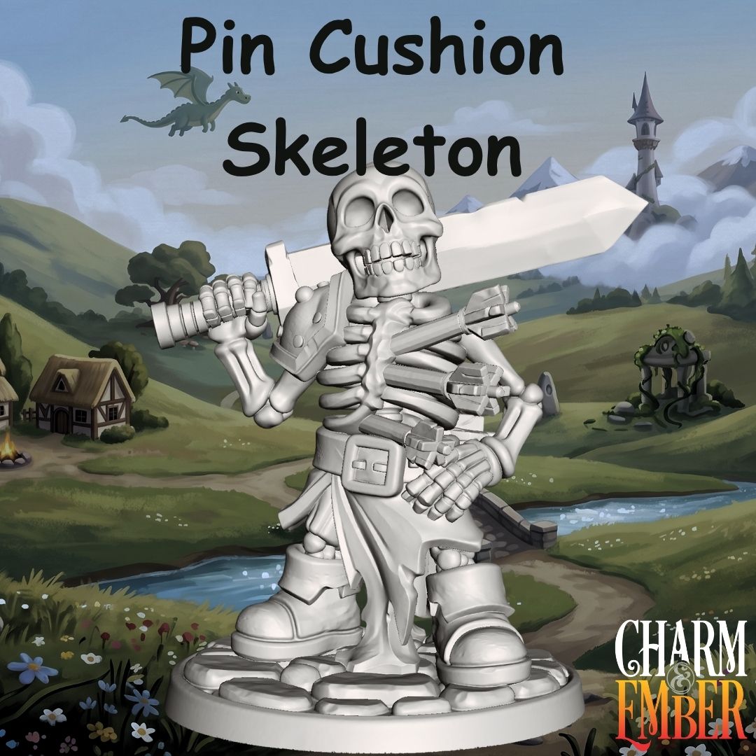 Pin Cushion Skeleton carrying a greatsword with arrows lodged in its ribcage from the Young Adventurers Skeleton Pack