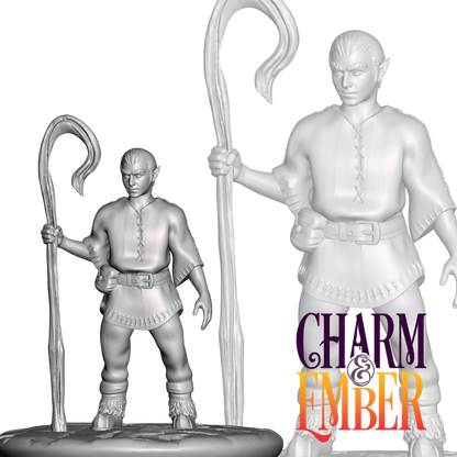 Young shepherd NPC with a curved staff.